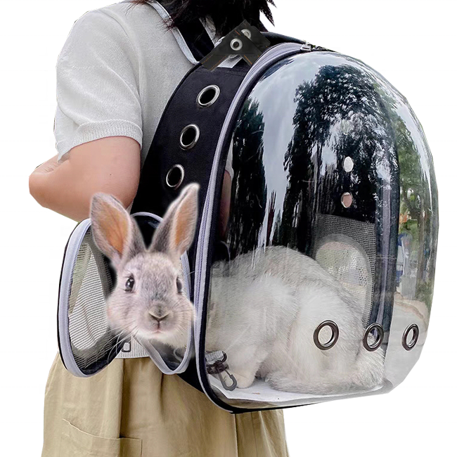 Top Selling Portable Transparent Full View Pet Carrier Backpack Rabbit Airline Bag