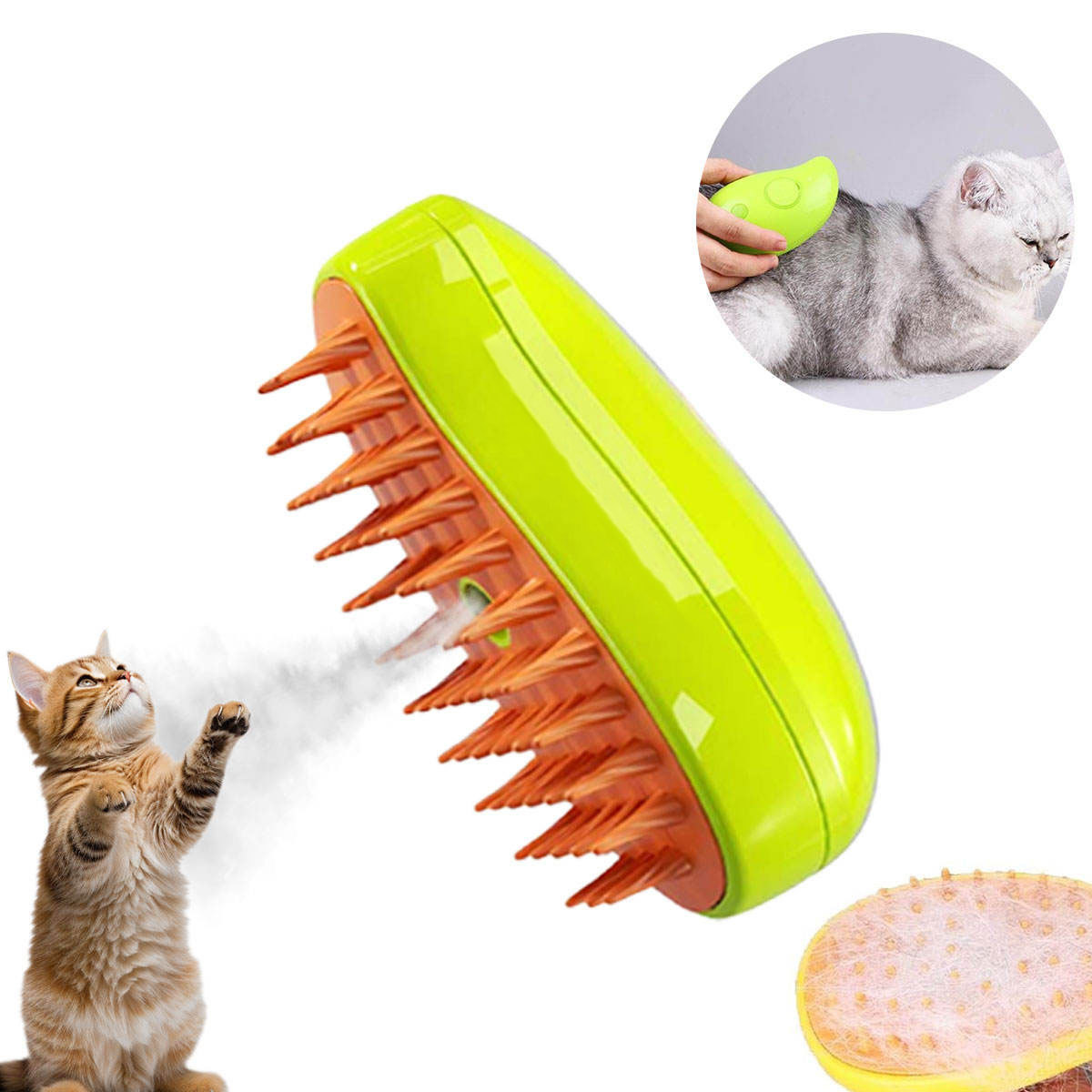 Multifunctional 3 in 1 Rechargeable Pet Hair Massage Cat Brush y Comb Dog Self Cleaning Brush Misty Cat Spray  Brush