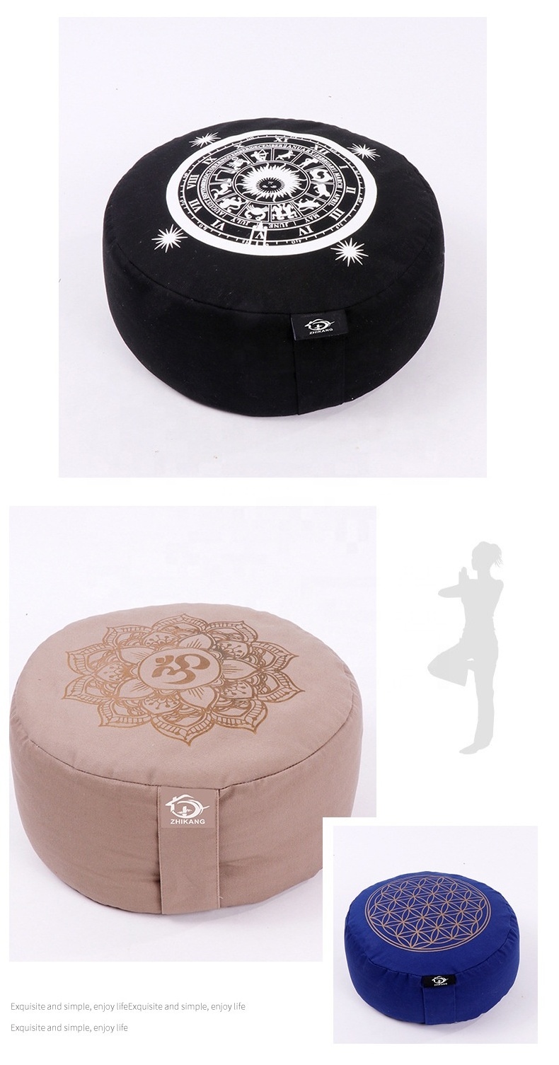 Wholesale Eco Friendly Round Chair Adjustable Natural Portable Zen Pillow Bolster Buckwheat Yoga Meditation Cushion