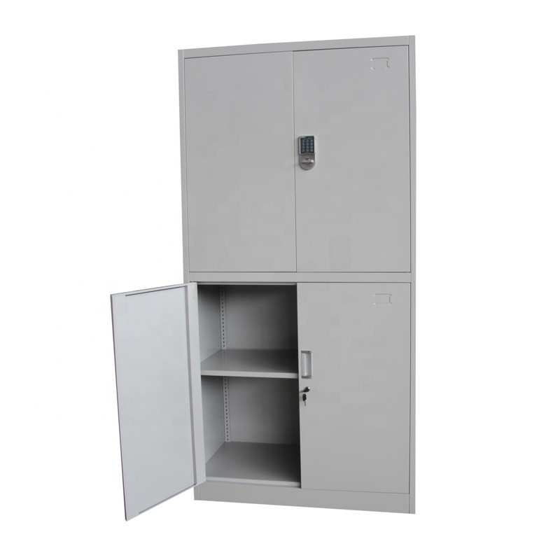 Tall  Locking Modern Storage 4 Door Knockdown Metal Bookcase Amirah Cabinet