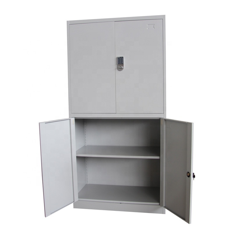 Tall  Locking Modern Storage 4 Door Knockdown Metal Bookcase Amirah Cabinet