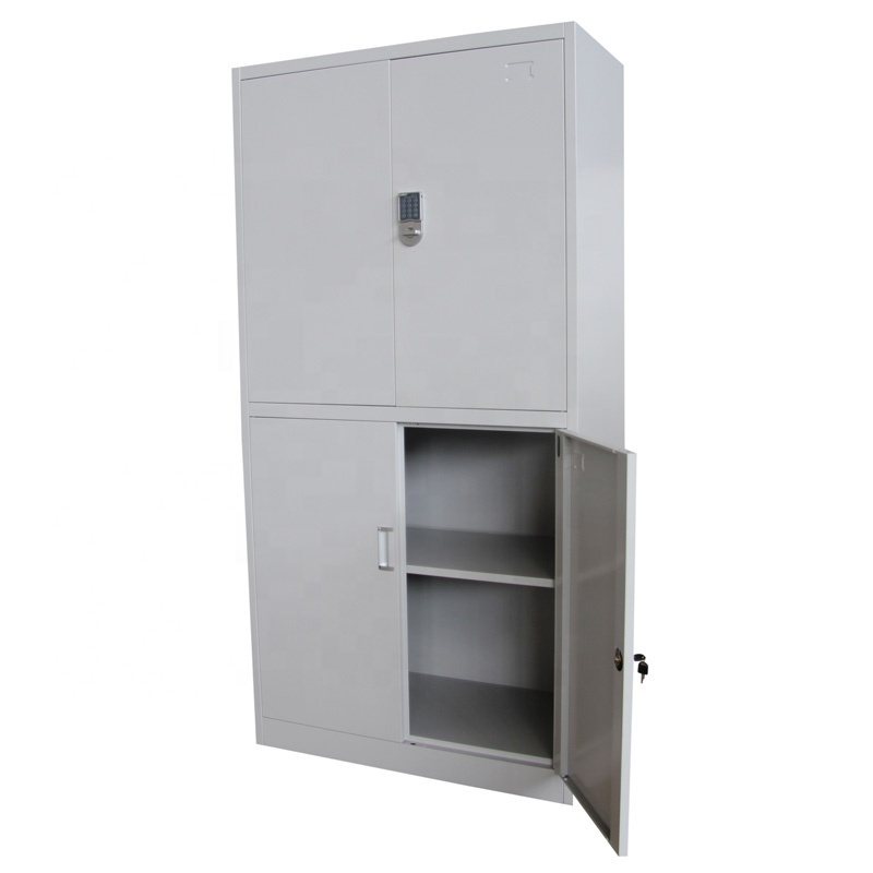 Tall  Locking Modern Storage 4 Door Knockdown Metal Bookcase Amirah Cabinet