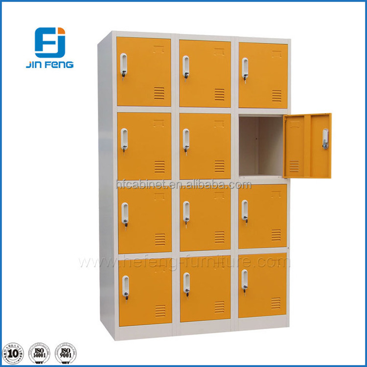 4 Tier Steel Lockers 12 doors compartment metal staff lockers