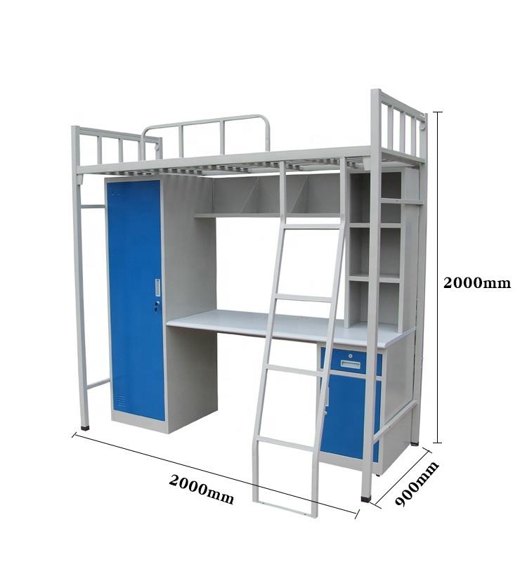 Metal Dorm Students Bunk Beds Steel Bunk Bed with Desks and Lockers