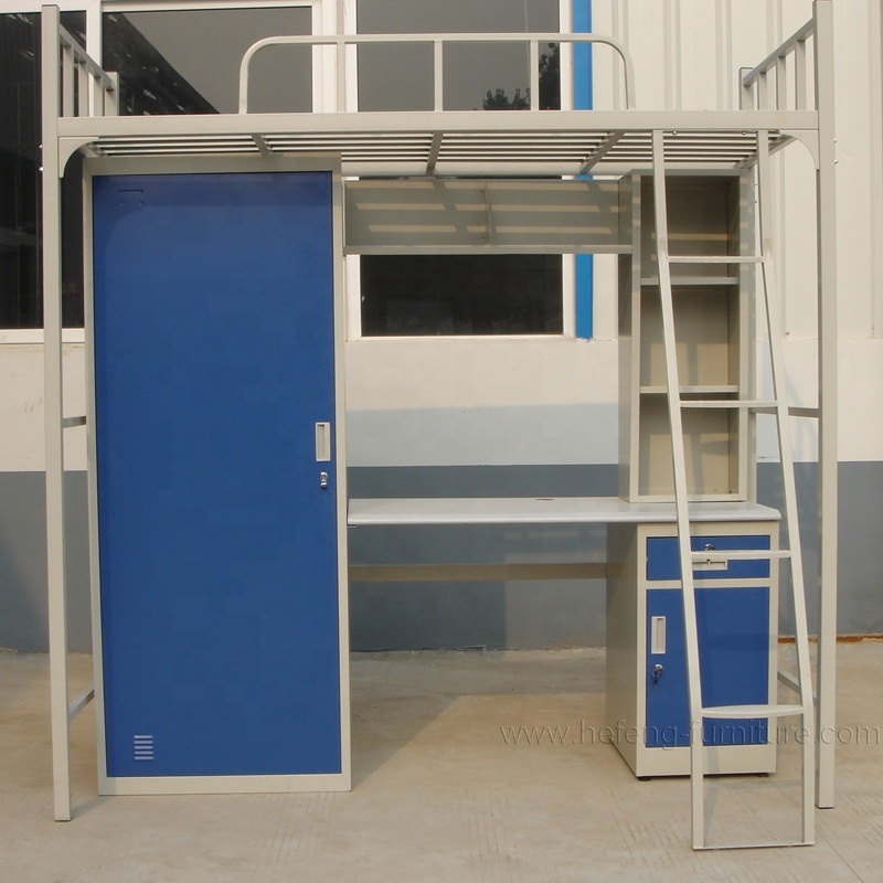 Metal Dorm Students Bunk Beds Steel Bunk Bed with Desks and Lockers