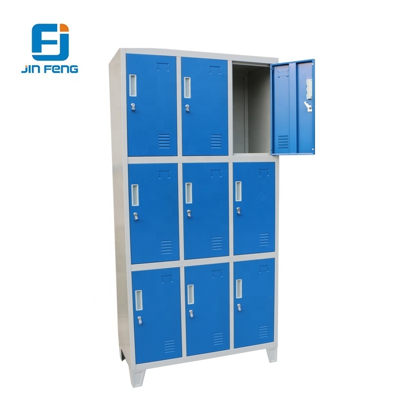 Cheap staff clothing 9 doors metal cupboard gym cabinet steel locker