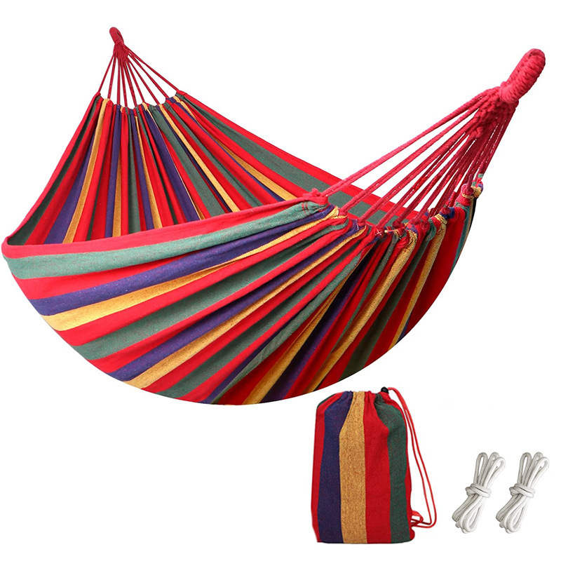 Double Brazilian Wide Hammock Cotton Fabric Travel Camping Hammock with 2 Person for Indoor or Outdoor