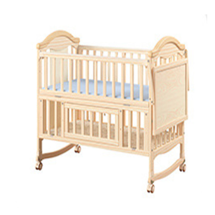 Adjustable Height Multifunction Convertible Toddler Sleeping Bed Swing Rocking Solid Wood Kids Cribs With Baby With Bumpers