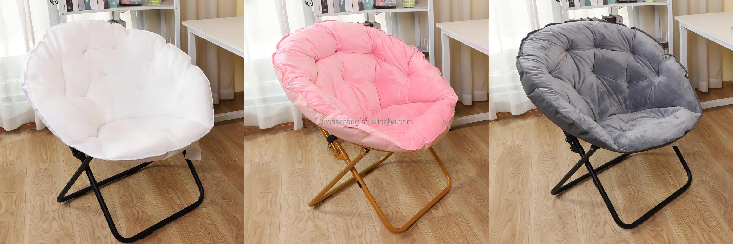 Free Sample Single Round Chairs Lazy Bean Bag moon chair Folding Relaxing Bedroom Recliner Sofa Chair