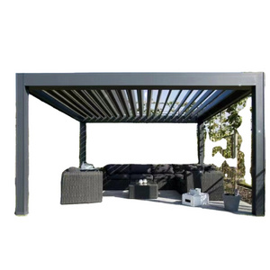 New design smart waterproof gazebo electric outdoor louvre roof aluminium motorized sun shade Hangfa pergola with solar panel