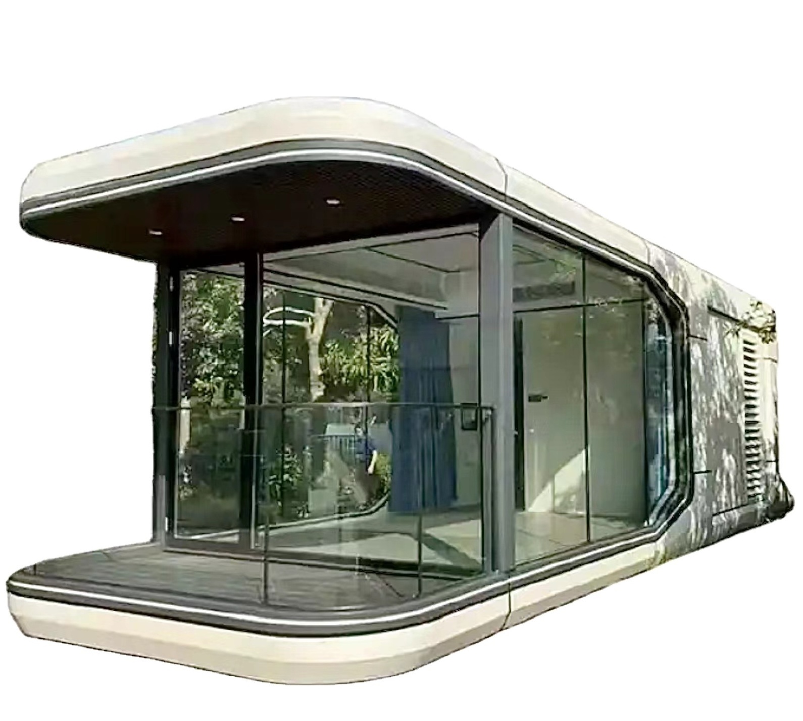 Luxury solar oem prefab c70 airship pod prefabricated tiny mobile Hangfa space capsule homestay container house e7