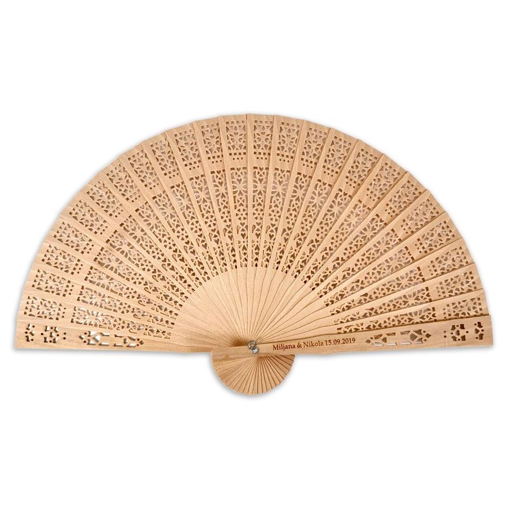 Custom Chinese Sandalwood Fragrance Hand Fan Wedding Souvenir Manual Foldable Wood Fans Wooden Hand Fan Sticks with a Pouch