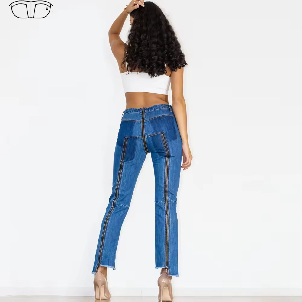 Shascullfites open crotch open jeans with zippers from front to back dance jeans for women