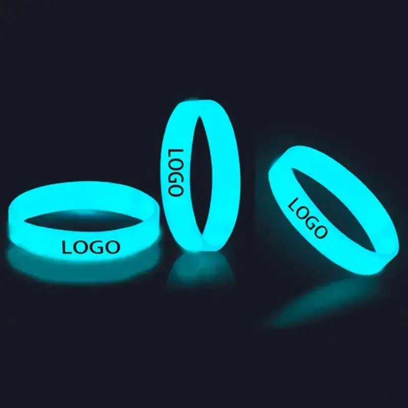 Glow In Dark Silicone Bracelet Custom Luminous Silicone Wristband Embossed Debossed Support Luminous Silicone Wristband