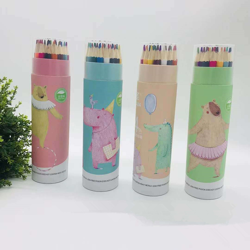 Wholesale Cartoon tube 12 color 18 24 36 48 color pencil color lead painting pen