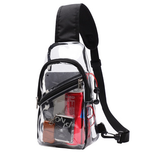 waterproof transparent PVC  Daypack chest bag women's and men's clear casual sport fitness cross-body single strap sling bag