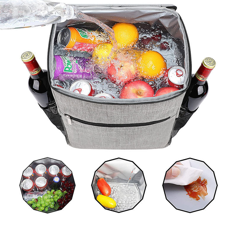 Large thermal camping hiking picnic cooler rucksack for fruits drinks insulated leakproof backpack cooler bag with mesh pockets