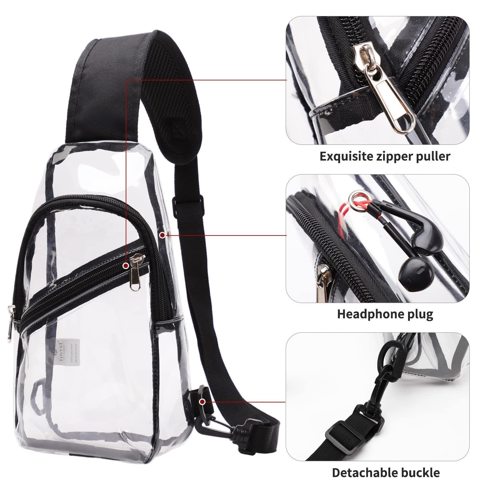 waterproof transparent PVC  Daypack chest bag women's and men's clear casual sport fitness cross-body single strap sling bag