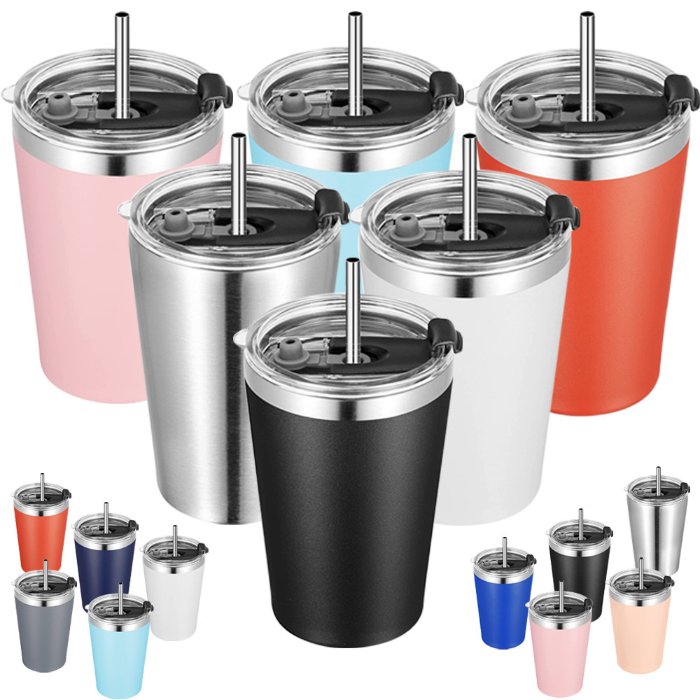 Hot 12 oz sublimation 304 stainless steel mini mug insulated tumblers cute stainless steel kids cup straw cups for toddlers