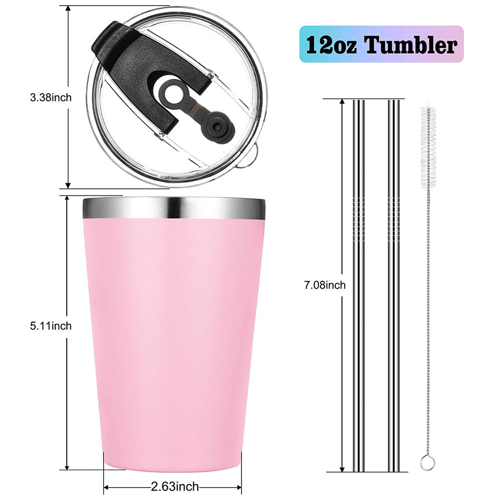 Hot 12 oz sublimation 304 stainless steel mini mug insulated tumblers cute stainless steel kids cup straw cups for toddlers