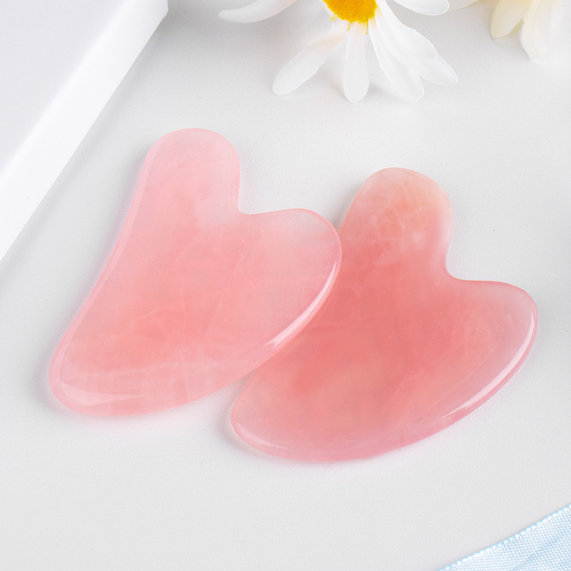 Hot Selling Natural Stone Pink Rose Quartz Jade Gua Sha For Scrapers Face Massage Guasha Tool