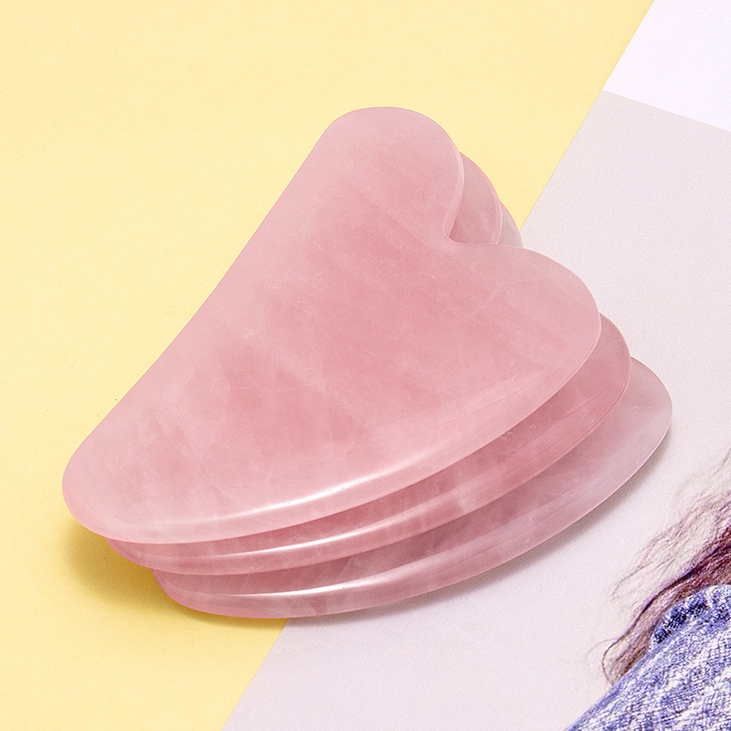 Hot Selling Natural Stone Pink Rose Quartz Jade Gua Sha For Scrapers Face Massage Guasha Tool