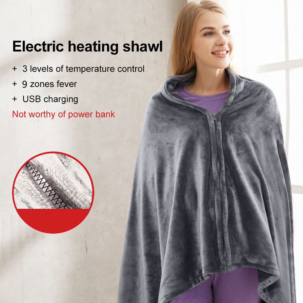 Soft Flannel Electric Heated Blanket Comfortable Warm Portable Battery Rechargeable Usb power Wearable Heated Shawl Blanket