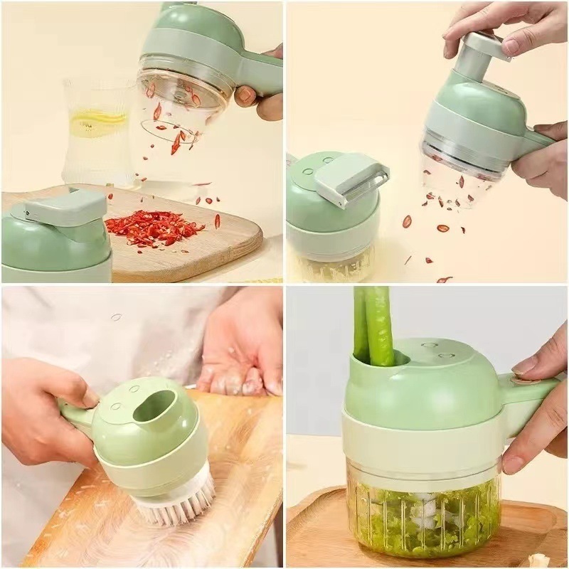 Handheld Electric Vegetable Cutter Multifunctional Hand Held Food Processor Portable Wireless Vegetable Chopper Slicer 4 in 1 40