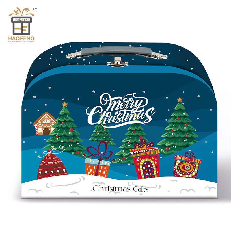 Hot Sale Handmade Paperboard Christmas Kids Gift Suitcase Cardboard Suitcase Gift Box Christmas with Handle