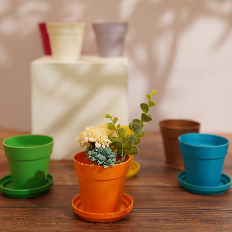 Wholesale cheap indoor flowerpot eco friendly biodegradable plastic bulk bamboo planter pot flower pots & planters plant pot