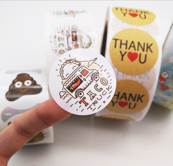 Christmas gifts Custom Adhesive floral Thank you printing label stickers rolls