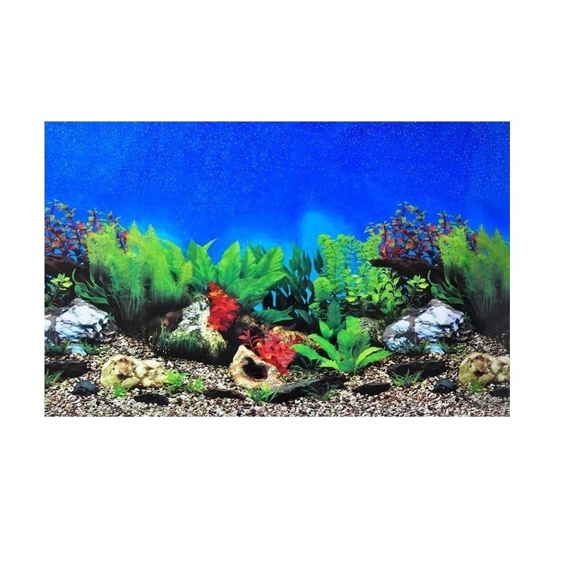 3D Fish Tank Sticker Aquarium Landscape Background Painting Double-sided Ocean Sea Stone Plants Pvc Aquarium Decoration Sticker