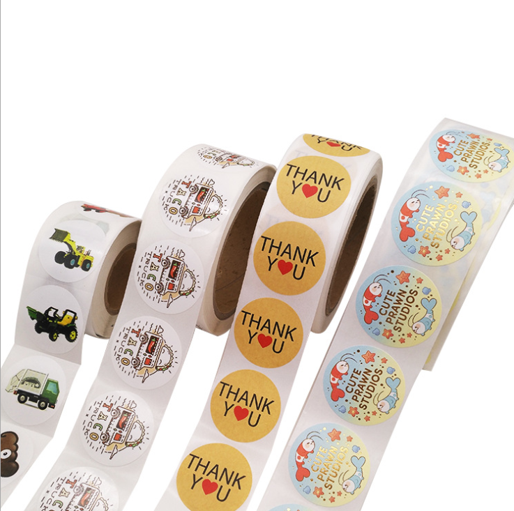 Christmas gifts Custom Adhesive floral Thank you printing label stickers rolls