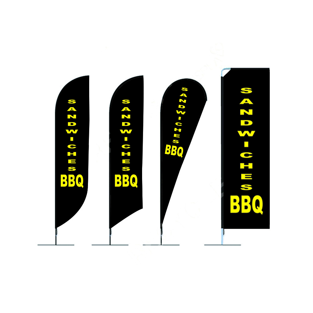 Promotional Display Advertising Outdoor Teardrop Feather Flying Beach Flag Banner Stand For Event Games