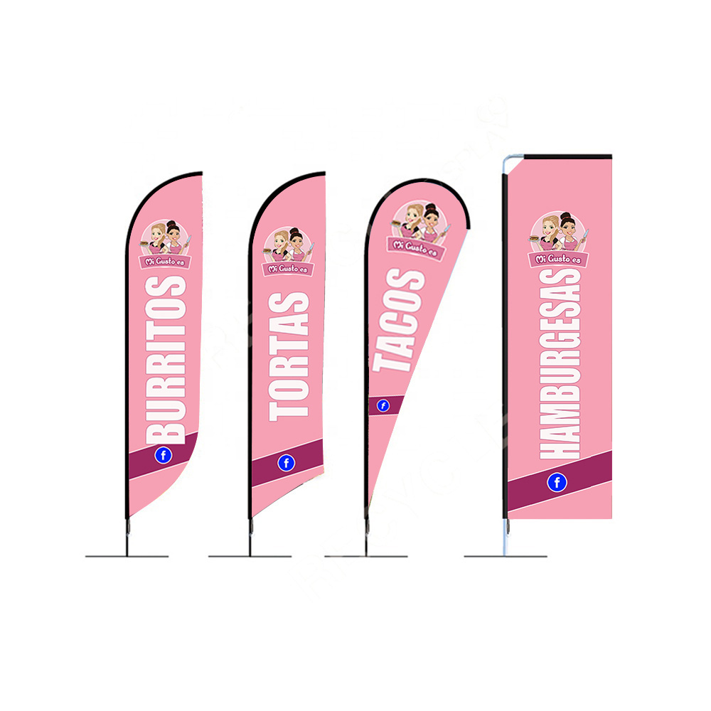 Promotional Display Advertising Outdoor Teardrop Feather Flying Beach Flag Banner Stand For Event Games