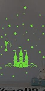 Wall Decor The Dark Stars with 14.5 Inch Large Moon Wall Decals Luminous Fluorescent Dots Stars Wall Stickers