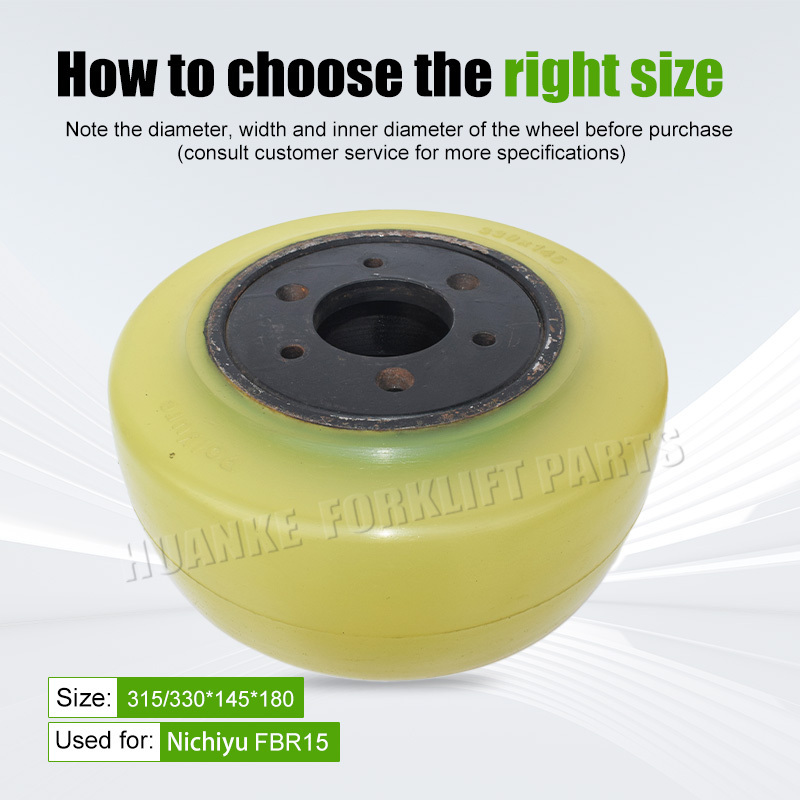 Wholesale drive wheel 330*145*180mm for TCM Nichiyu FBR15 reach forklift  pu wheel polyurethane wheels steering for electric van