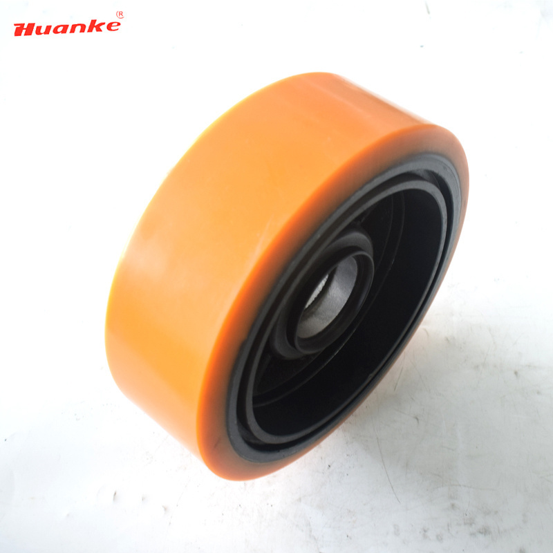 Offering One Installation Hole 285x100mm flat free pu foam wheels for Linde R14 R16 Electric Forklift