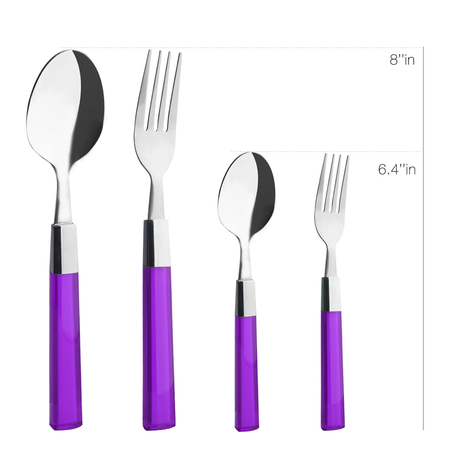 Korean  Purple 24 pcs Cutlery Plastic Handle Stainless Steel Cutlery Set with Cutlery Rack