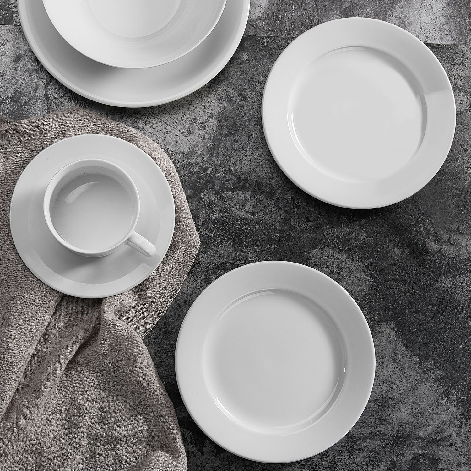 Different Sizes White Porcelain Plate Round Ceramic Dishes And Dinner Plates Set For Bulk Hotel Restaurant