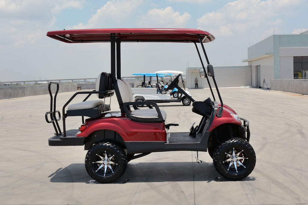 4 passenger lifted golf cart upgraded functions with led headlights and four wheel disc brake free of charge