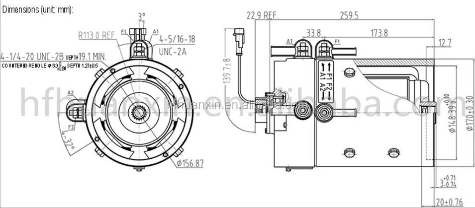 Electric Car Conversion Kit DC Motor ZQS48-3.0-T 48V EV Motor