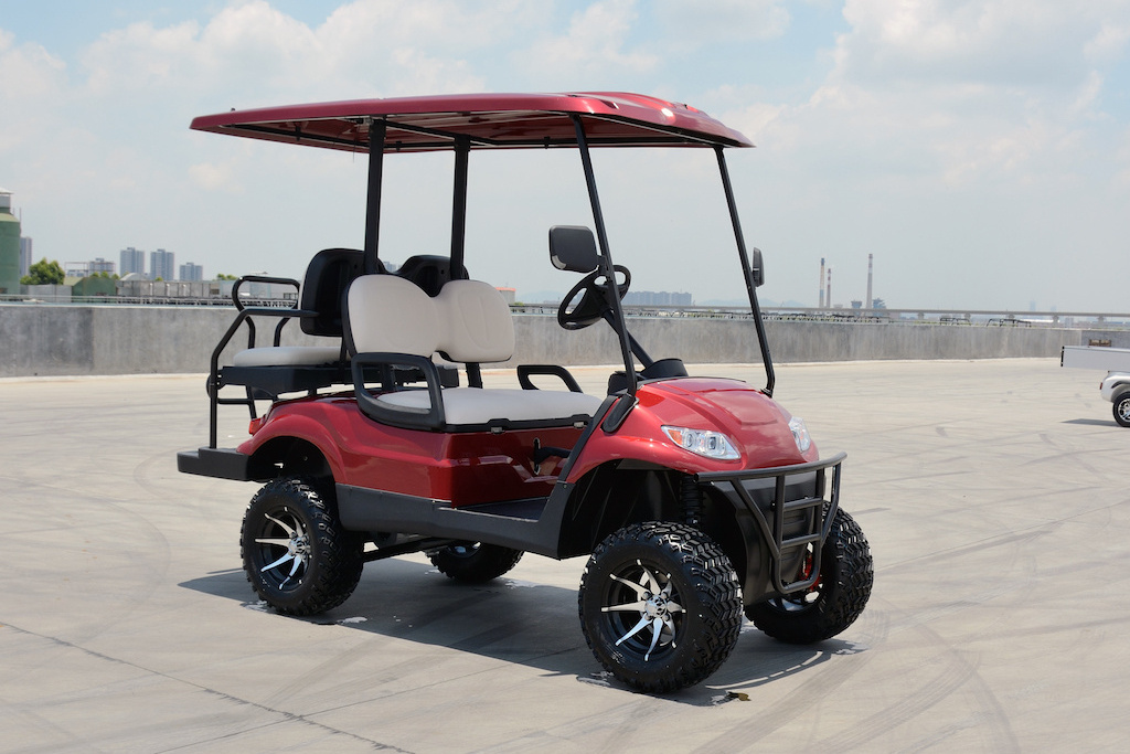 4 passenger lifted golf cart upgraded functions with led headlights and four wheel disc brake free of charge