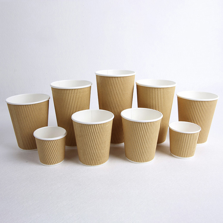 A series of high quality ripple wall kraft coffee paper cups