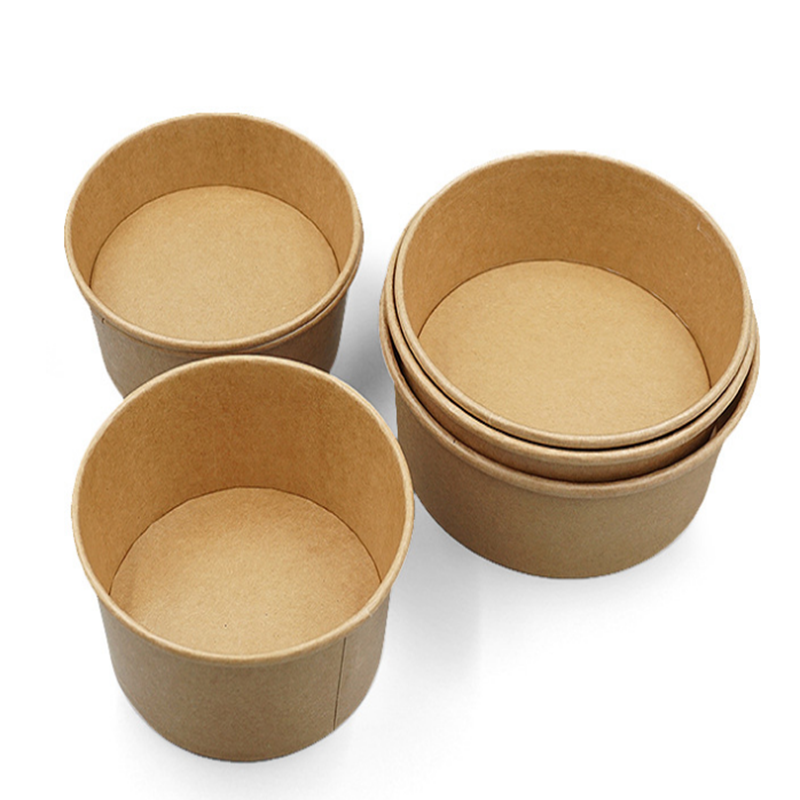 disposable salad bowl with lid kraft paper salad bowl with PET lid, take away pla fruit salad bowl