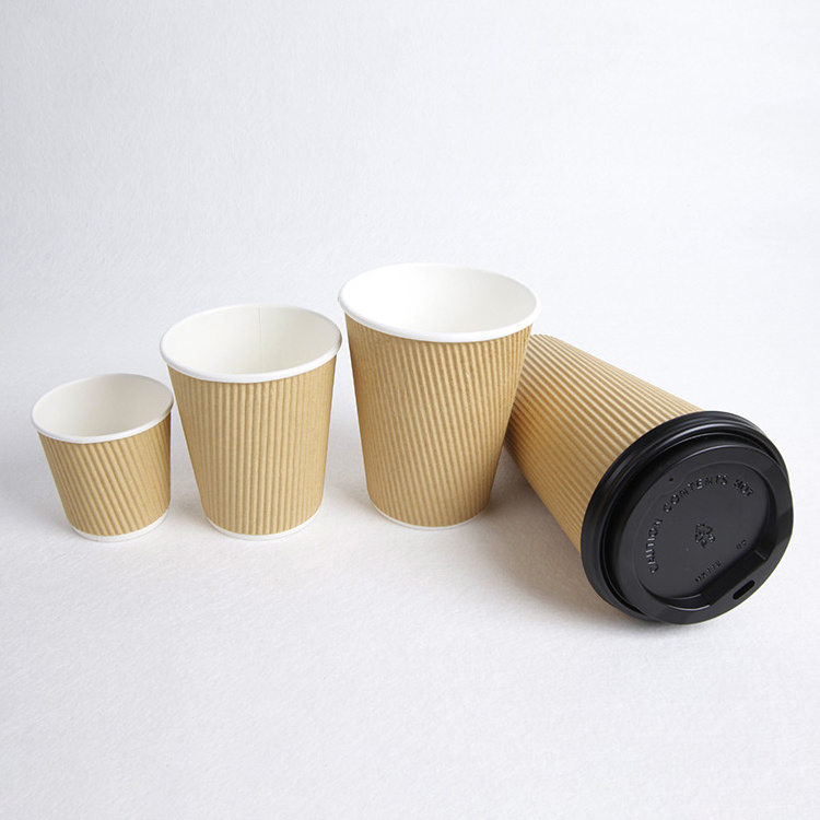 A series of high quality ripple wall kraft coffee paper cups