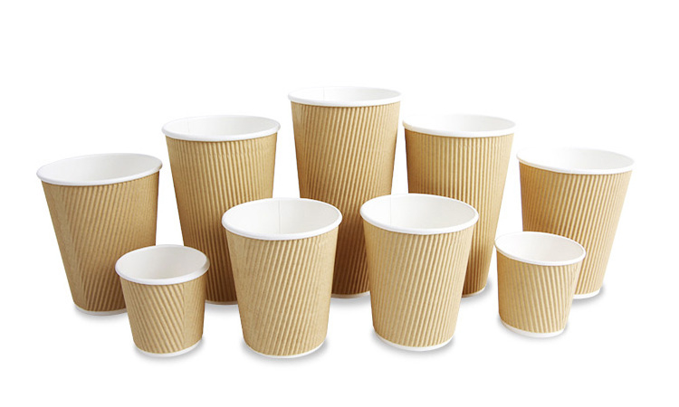 simple style pure black pla ripple wall paper coffee cups 12 oz with recyclable lids