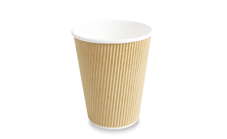 simple style pure black pla ripple wall paper coffee cups 12 oz with recyclable lids