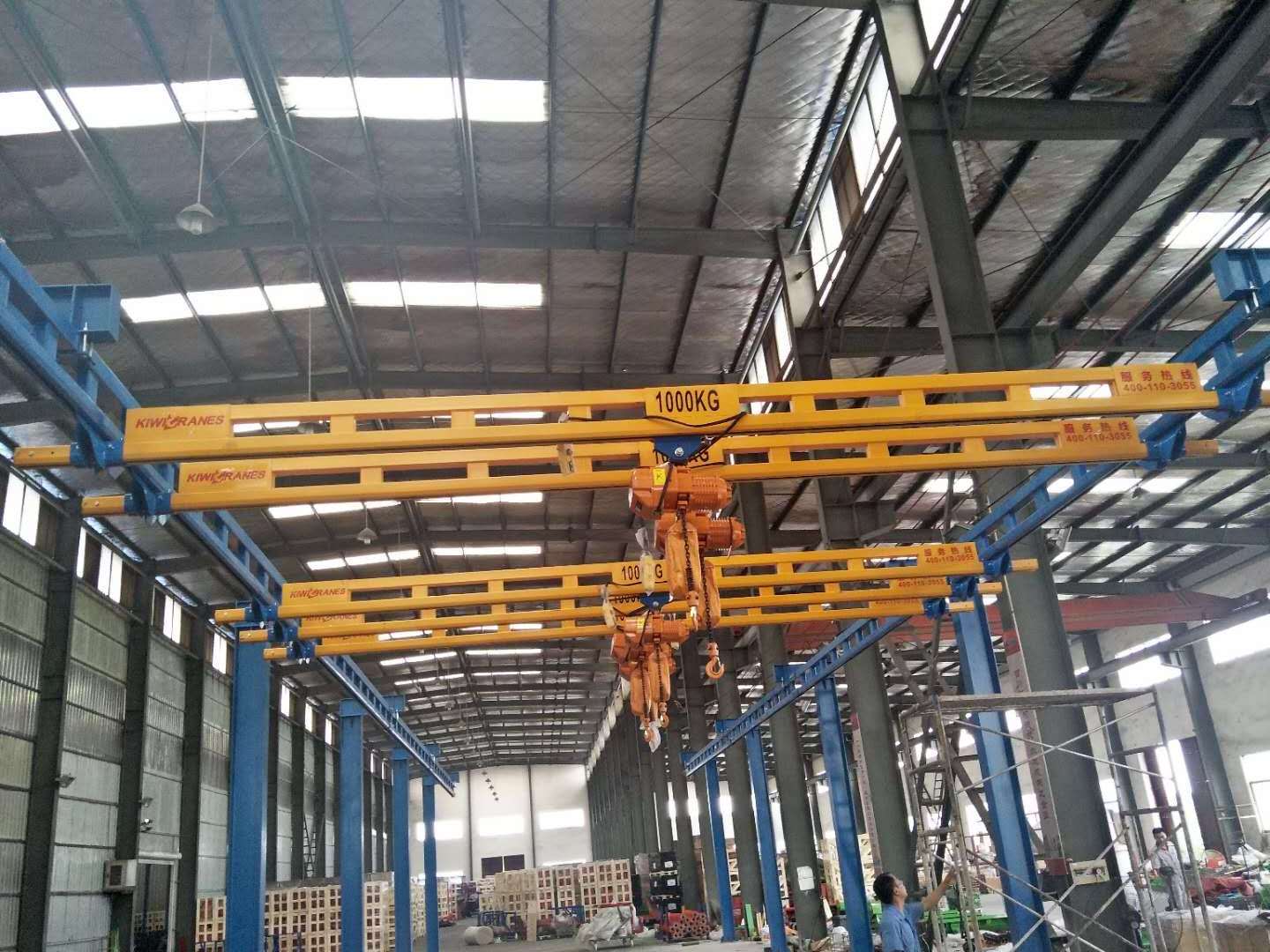 China factory workshop free standing monorail bridge electric manual overhead traveling crane 1000kg for sale