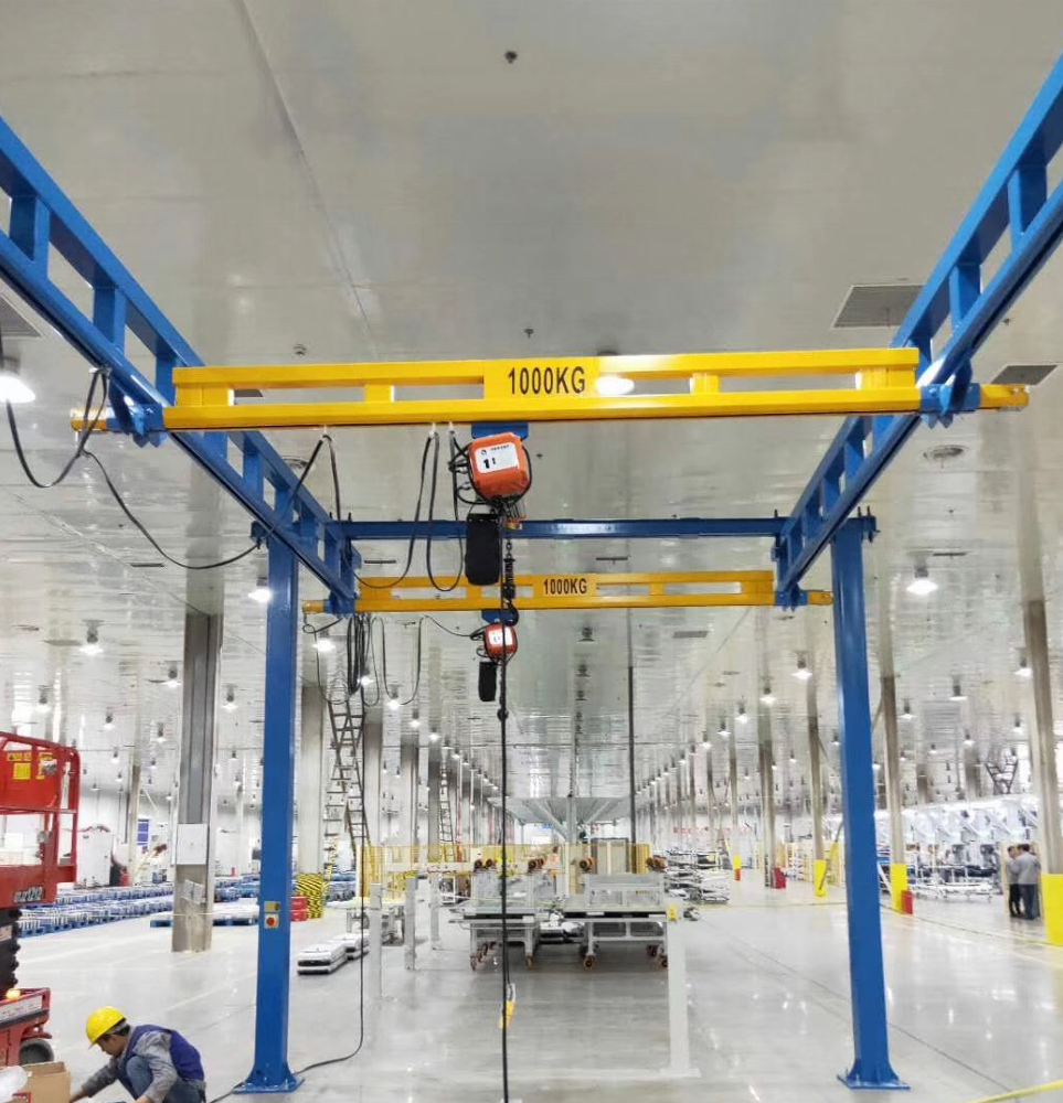 China factory workshop free standing monorail bridge electric manual overhead traveling crane 1000kg for sale